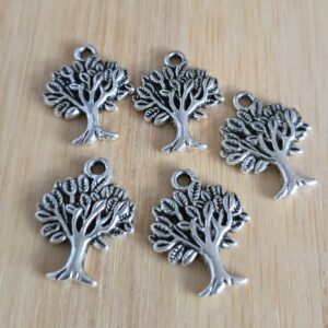 bedel levensboom tibetaans zilver 21.3 mm x 16.5 mm 5 stuks