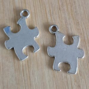 bedel puzzelstuk zilver 20 mm x 14 mm 2 stuks