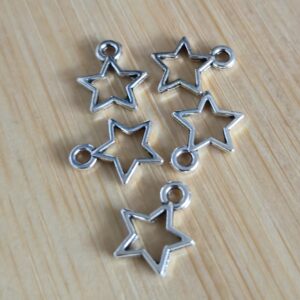 bedel ster open zilver 10 mm x 13 mm 5 stuks
