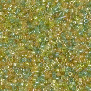 983 miyuki delica 11/0 lined amber-peridot mix