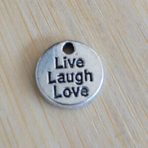 bedel muntje live laugh love zilver 12 mm