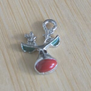 bedel rendier zilver-rood 17 mm x 12 mm