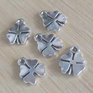 bedel klavertje 4 dicht zilver 12 mm x 9 mm 5 stuks