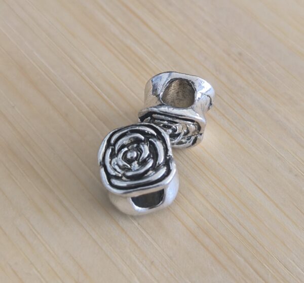 groot gat kraal roos pandora style antiek zilver 11 mm x 9 mm