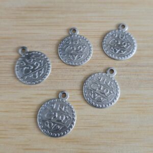 bedel rond munt zilver 13 mm 5 stuks