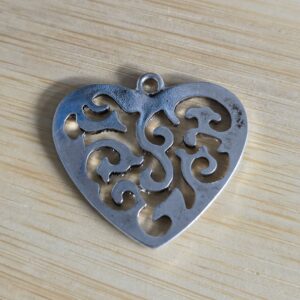 bedel sierlijk hart groot zilver 30 mm x 34 mm
