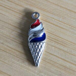 bedel swirl ijsje zilver rood-wit-blauw 24.4 mm x 8.2 mm