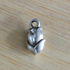 bedel tulp antiek zilver 14 mm x 8 mm