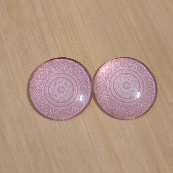 cabochon rood mandala fijn  20 mm 2 stuks