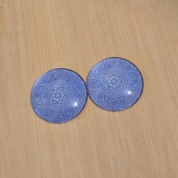 cabochon blauw mandala fijn  20 mm 2 stuks