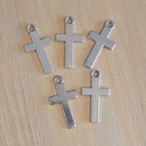 bedel kruis zilver 25 mm x 13 mm 5 stuks