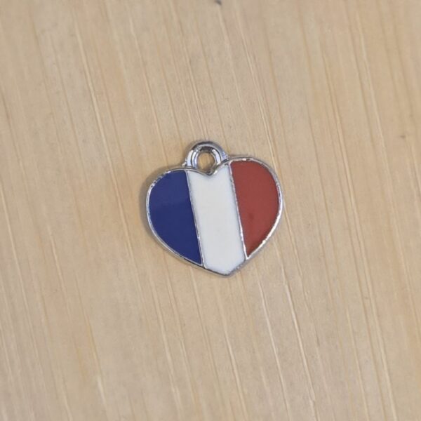bedel hart zilver emaille blauw-wit-rood 12 mm x 12 mm