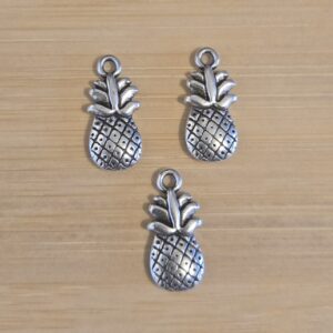 bedel zilver ananas 20 mm x 9 mm 3 stuks