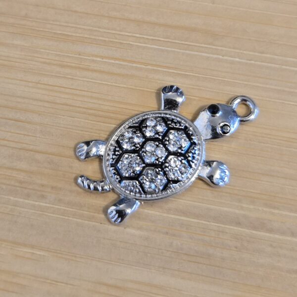 bedel zilver schildpad zwart emaille met strass 30 mm x 18 mm