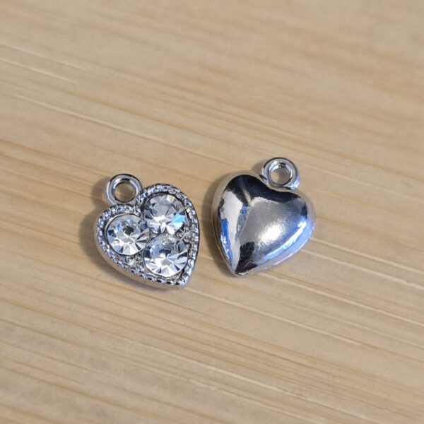 bedel zilver hart met strass 10 mm