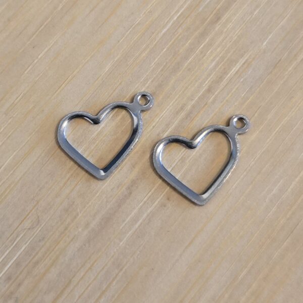 bedel zilver hart open 14 mm x 10 mm 2 stuks