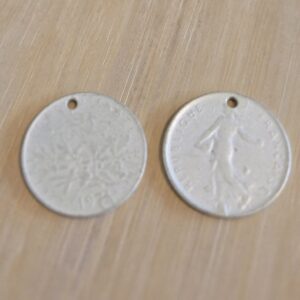 bedel licht zilver munt dubbelzijdig republic Francaise 28 mm