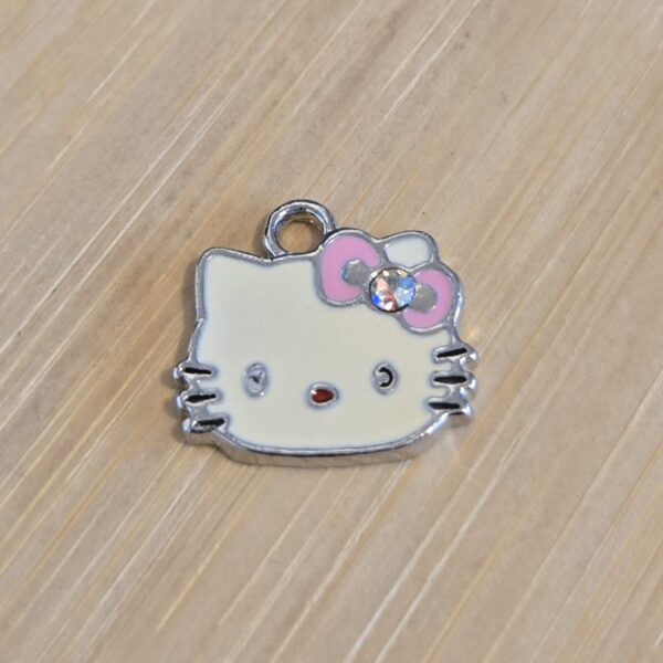 bedel zilver hello kitty met emaille en strass 17 mm x 15 mm