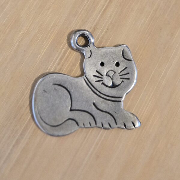 hanger antiek zilver grote poes 39 mm x 30 mm