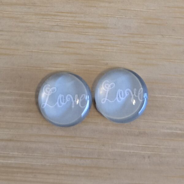 cabochon 12 mm grijs love 2 stuks