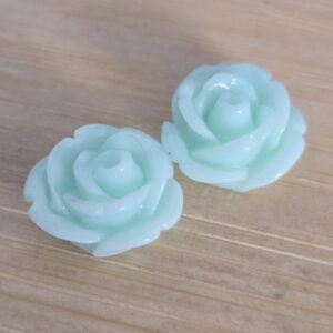 cabochon 10 mm flatback roosje mint 2 stuks