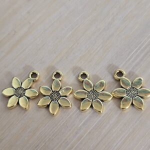 hanger bloem goud 12 mm 4 stuks