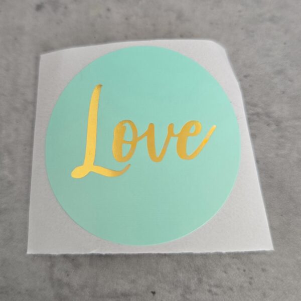 sticker rond mint groen love 4 cm 10 stuks
