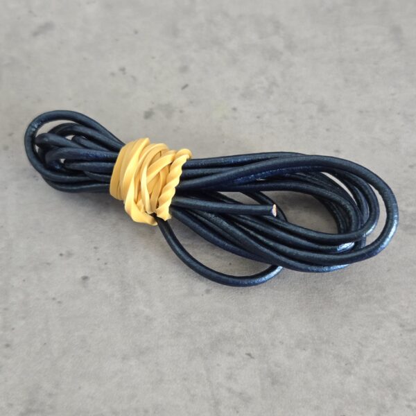 rond leer donker blauw 2 mm 1 meter
