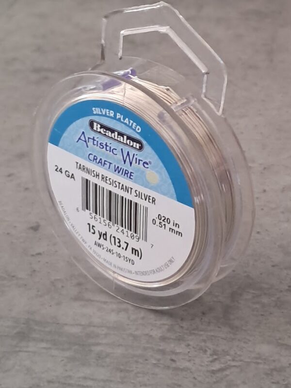 beadalon artistic wire silver plated tarnish resistant silver 24 GA 13.7 meter