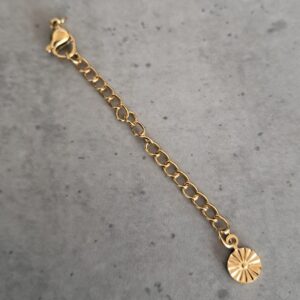 verlengketting set bloem met karabijnslot goud 55 mm x 3 mm