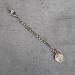 verlengketting set bloem met karabijnslot zilver 55 mm x 3 mm
