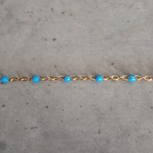 jasseron 1 mm turquoise blue-gold 10 cm