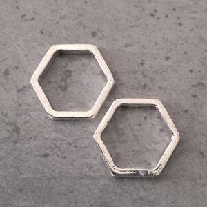 hexagon zilver 23 mm 2 stuks
