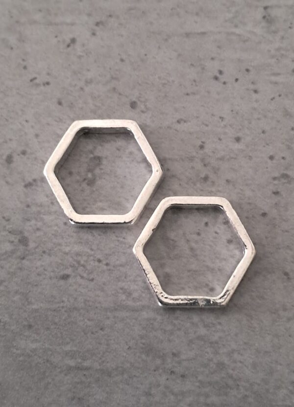 hexagon zilver 23 mm 2 stuks