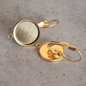 oorbelhaak goud met oog voor cabochon 12 mm per paar
