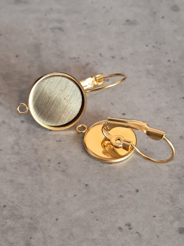 oorbelhaak goud met oog voor cabochon 12 mm per paar