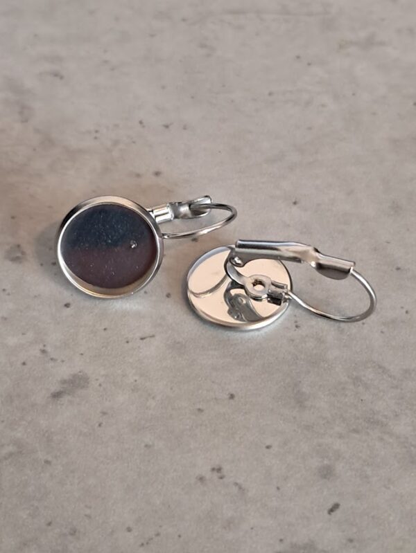 oorbelhaak zilver met oog voor cabochon 12 mm per paar