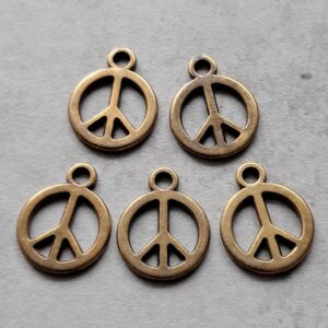 bedel koper rond peace 12 mm 5 stuks