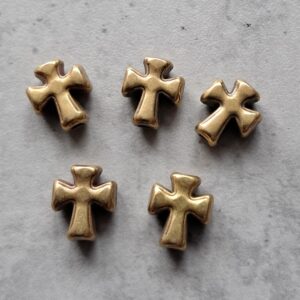 kraal oud goud kruis 9 mm x 18 mm 5 stuks