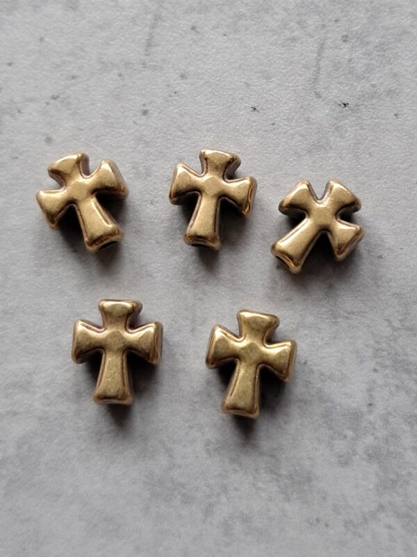 kraal oud goud kruis 9 mm x 18 mm 5 stuks