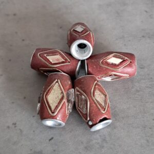 kraal tonnetje met leer 18 mm 5 stuks