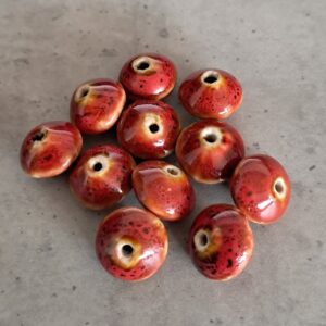 kraal porselein rood 14 mm x 8 mm 11 stuks