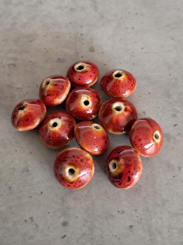 kraal porselein rood 14 mm x 8 mm 11 stuks