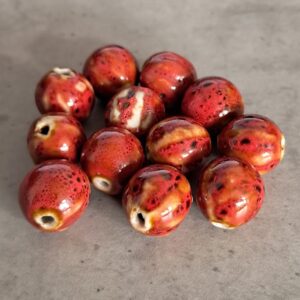 kraal porselein rood 12 mm 12 stuks