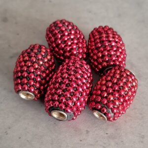 kraal tonnetje rood 18 mm 5 stuks
