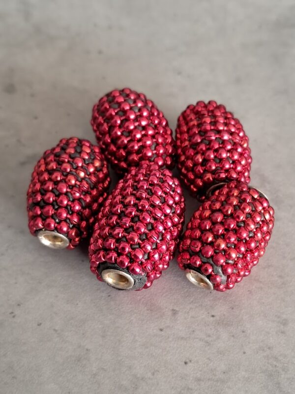 kraal tonnetje rood 18 mm 5 stuks