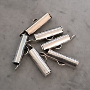 slide end tube DQ antiek zilver 15 mm x 6 mm 6 stuks