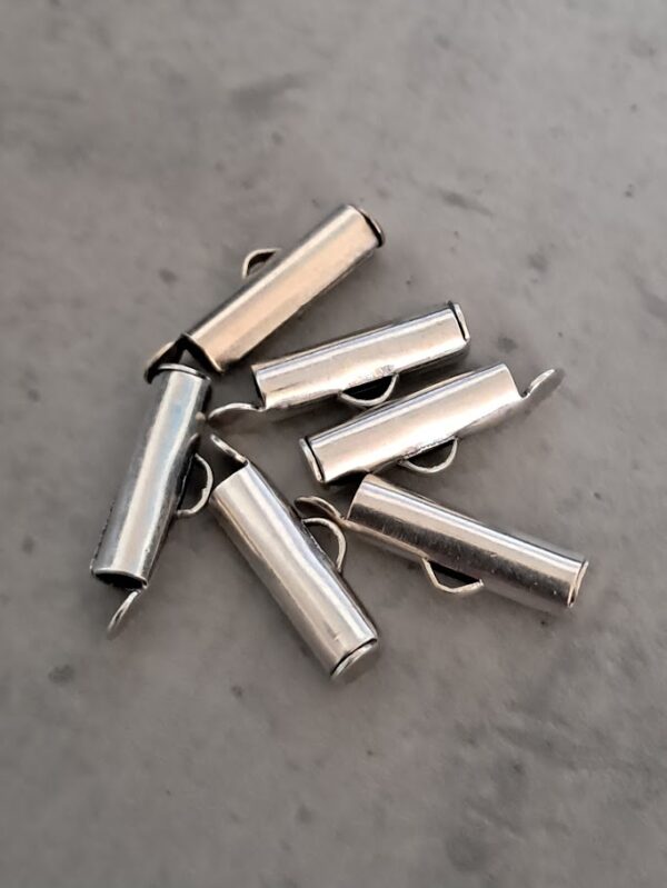 slide end tube DQ antiek zilver 15 mm x 6 mm 6 stuks