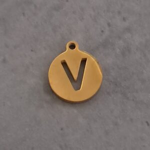 bedel goud initial coin V 10 mm