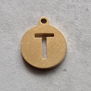 bedel goud rond initial coin T 10 mm